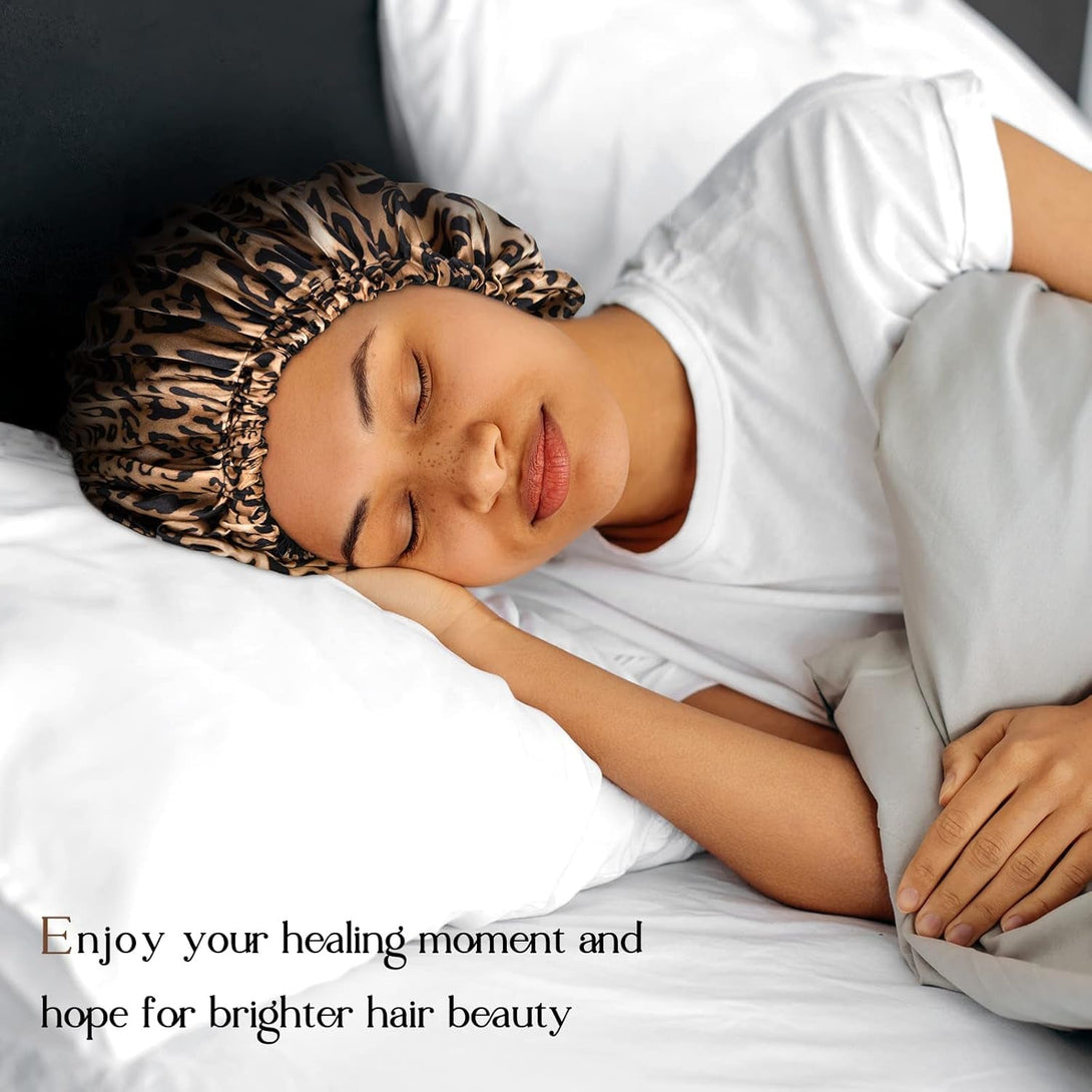 YANIBEST Double Layer Satin Bonnet Silk Bonnet Adjustable Hair Bonnet for Sleeping Bonnets for Women Curly Natural Hair Mom