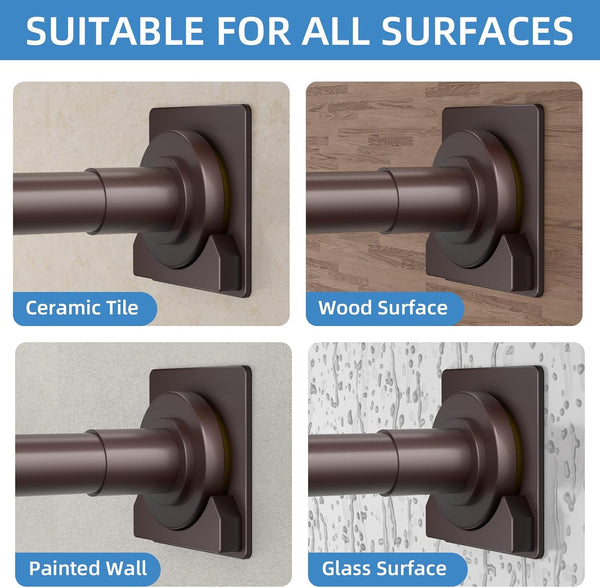Matte Bronze Shower Curtain Rod,1 Inch Diameter Stainless Steel Adjustable Spring Tension Rods 32 to 68",With Holders,Anti-Slip,Curtain Rods No