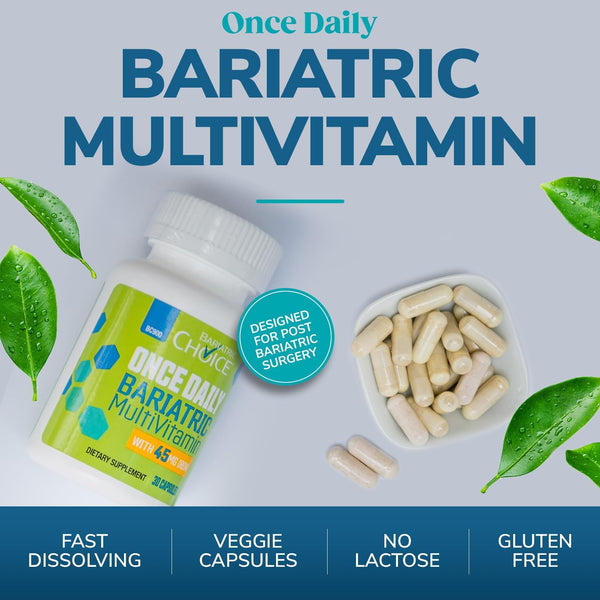 Bariatric Choice Once-Daily Bariatric Multivitamin with 45 Mg of Iron | Easy to Swallow Capsule | Vitamin for Bariatric Surgery Patients | 90