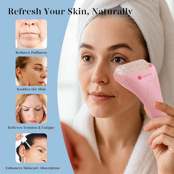 BAIMEI Icyme Ice Roller for Face and Gua Sha Facial Tool Set, Ice Face Roller Reduces Puffiness Relieves Migraines Skin Care Tools, Self Care Gift