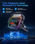 Nulaxy 54W Bluetooth 5.3 Car Adapter with 4 Charging Ports [PD 36W & QC3.0 18W], Wireless Radio FM Transmitter with Deep Bass Player & 5 Colors