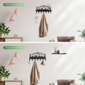 Wall Mounted Mountain Key & Mail Holder with Shelf | Metal Key Organizer with 2 in 1 Key Hooks for Entryway, Hallway, Office