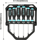 DURATECH 6-Piece Magnetic Screwdrivers Set, 3 Phillips and 3 Flat Head S2 Steel Screwdriver Set with 180Â° Rotating Storage Rack, Professional