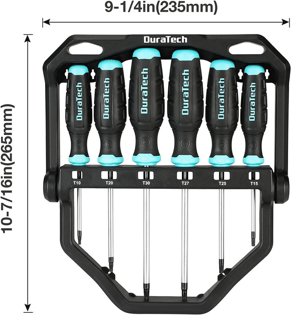 DURATECH 6-Piece Magnetic Screwdrivers Set, 3 Phillips and 3 Flat Head S2 Steel Screwdriver Set with 180Â° Rotating Storage Rack, Professional