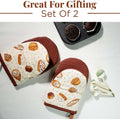 Folkulture Mini Oven Mitts Heat Resistant 5.75"X9", Set of 2 Orange Oven Mittens, Short Oven Gloves with Hanging Loop, Boho Oven Accesorries,