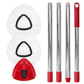 Spin Mop Replacement Set for O-Cedar Easywring 1-Tank System, Includes 2 Mop Head Replacement, 1 Mop Handle (30-58In Adjustable 4-Section Pole), 1
