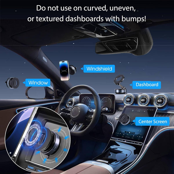 Vacuum Magnetic Suction Phone Holder, Foldable and Retractable Hands-Free Suction Cup Phone Mount for Car/Gym/Mirror/Smooth Surface, Compatible