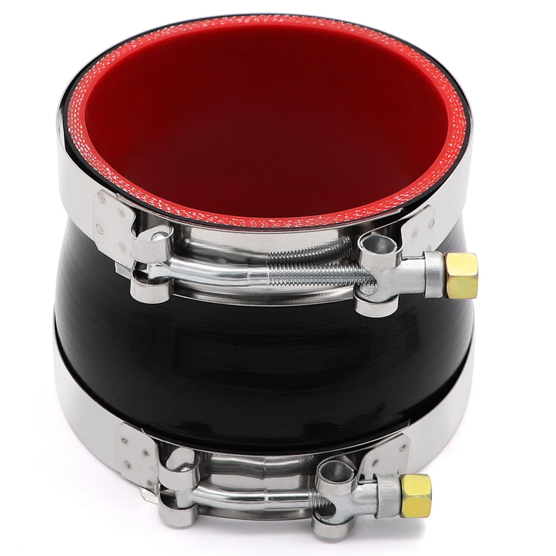 Straight Reducer Coupler Silicone Hose ID 4-Inch to 4-1/2Inch 4-Ply with Stainless Steel T-Bolt Clamp for Automotive Turbo/Intercooler/Intake Piping
