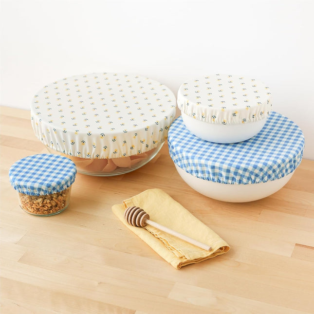 Esembly Bowl Caps - Reusable Bowl Covers in Pack of 4 - Waterproof, Washable Lids for Leftover Food, Fruits and Snacks -
