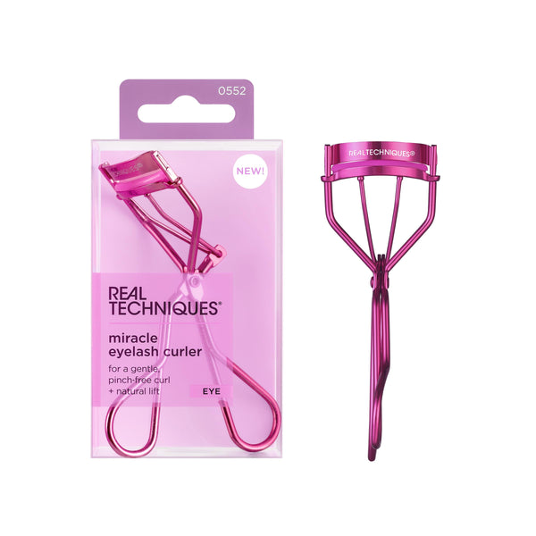 Real Techniques Miracle Eyelash Curler, Gentle Lash Tool for Lifted Lashes, Use with Mascara for Extra Volume, Travel-Size Lash Curler, Comfort