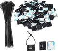 Black Cable Tie Zip Self Adhesive Mounts Set, Cable Base Holders with Multi-Purpose Sticky Pads 100 Set