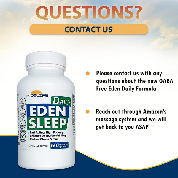 Eden Daily Sleep [New GABA Free Formula] â Fall Asleep Faster, Relax Your Muscles, Promote Deep and Restful Sleep (60 Vegan Capsules)