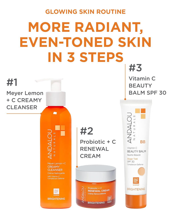 Andalou Naturals Vitamin C BB Beauty Balm Sheer Tint SPF 30, 2-In-1 BB Cream & Face Sunscreen with Broad Spectrum Protection, Mineral Sunscreen