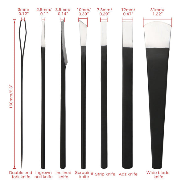 Pedicure Knife Set for Feet, Segbeauty 7Pcs Ingrown Toenail Blade Tool with Storage Bag, High Manganese Steel Nail Knives Cuticle Remover,
