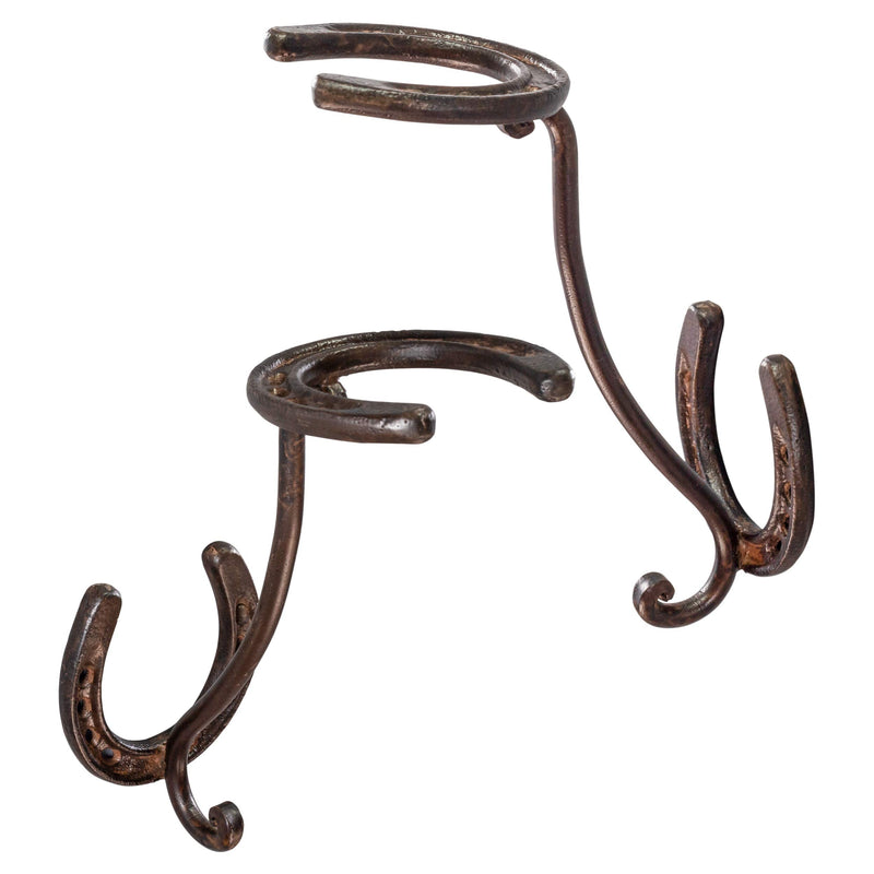 Cowboy Hat Rack - Set of 2 Decorative Wall-Mounted Holder - Heavy-Duty Iron Hanger and Organizer DIY Kit for Hats, Coats and Keys - Rustic Western