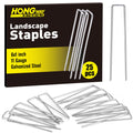 Hongway 6 Inch 25Pcs Landscape Staples, 11 Gauge Galvanized Garden Stakes and U-Shaped Pins for Landscaping Fabric Weed Barrier Irrigation Tubing