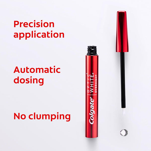 Colgate Optic White Overnight Teeth Whitening Pen, Hydrogen Peroxide Teeth Whitening Pen, Visibly Whiter Teeth in Just 1 Week When Used as