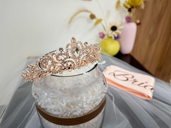 JETKONG 3 Pcs Bachelorette Party Decorations Bridal Shower Crown, Bride to Be Sash&Veil for Women Bachelorette Party Gifts, Bachelorette Party