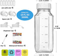 6 Pack 16 Oz Glass Juice Bottles W Pour Spout, 100% Airtight Heavy Duty SCREW Lid- Reusable Glass Milk Bottles W Capacity Mark, Square Drinking