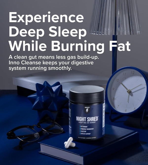 Night Shred Fat Burner and Natural Sleep Support | Ashwaganda, 5-HTP, CLA, Melatonin | Appetite Suppressant | Weight Loss Support Nighttime Fat