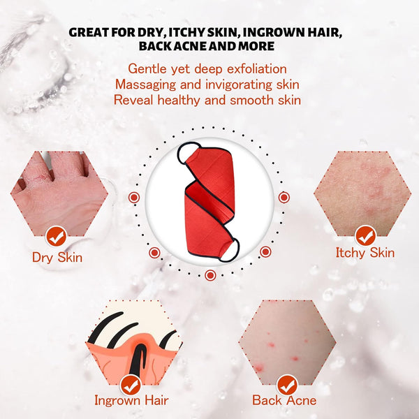 Evridwear Exfoliating Body Scrubber with Handles Back Washer Back Scrubber for Shower Bath Dry Skin Whole Body Deep Clean Men Women(Moderate)
