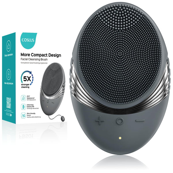 COSLUS Facial Cleansing Brush Face Scrubber : Portable Silicone Waterproof Rechargeable Face Wash Brush, 5 Cleansing Modes, Electric Deep Cleaning
