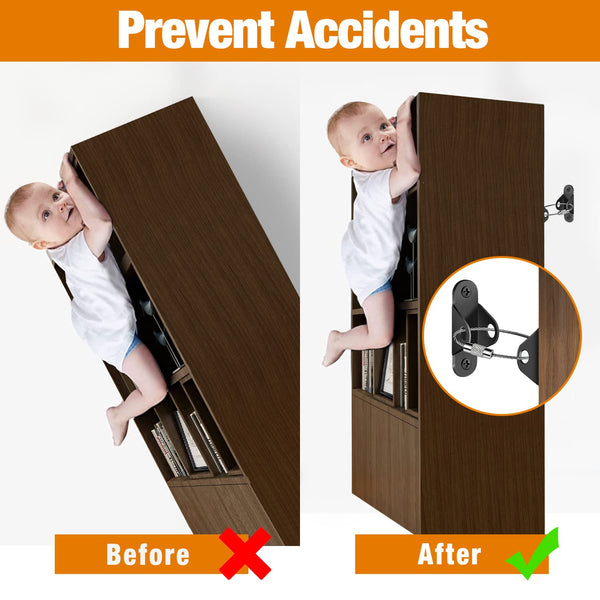 Furniture Anchors (10 Packs) anti Tip Furniture Anchors for Baby Proofing, Furniture Wall Anchor Earthquake Straps for Furniture Dresser Wall