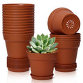 T4U 4 Inch Plant Pots 18-Pack, Small Flower Pots with Saucer and Drainage Hole, Durable Plastic Pots, Nursery Small Flower Pot Bulk for Plants,