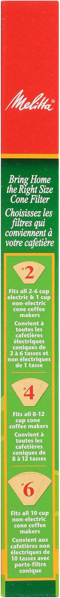 Melitta #6 Cone Coffee Filters, Unbleached Natural Brown, 40 Count (Pack of 12) 480 Total Filters Count - Packaging May Vary