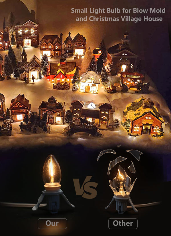 Set of 2 Accessory Cord with One Led Light Bulb 6Ft Blow Mold Light Indoorstring Lights, C7 Lamp with Spare Fuse Forhalloween and Christmas