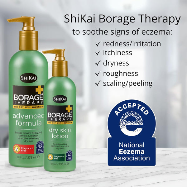 ShiKai Borage Therapy Dry Skin Lotion Body Moisturizer (16 oz) Unscented Skincare | Hydrating Lotion for Dry Hands & Body | With Oatmeal & Shea