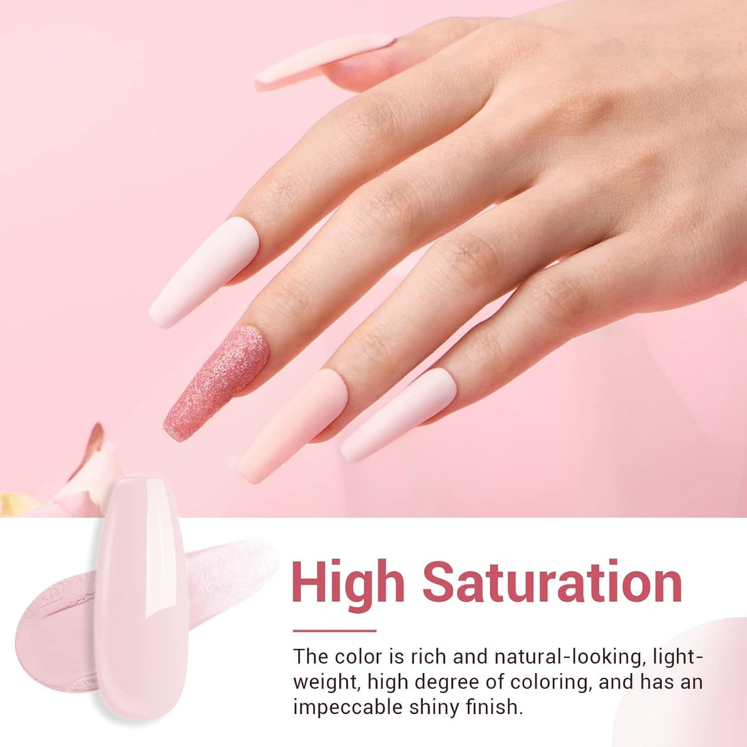 AZUREBEAUTY 4 Colors Dip Powder Nail Kit Starter, Transparent Nude Neutral Pink Glitter, Dipping Powder Set All Seasons, French Nail Art Base Top Coat Activator Liquid Manicure DIY Salon 12 PCS