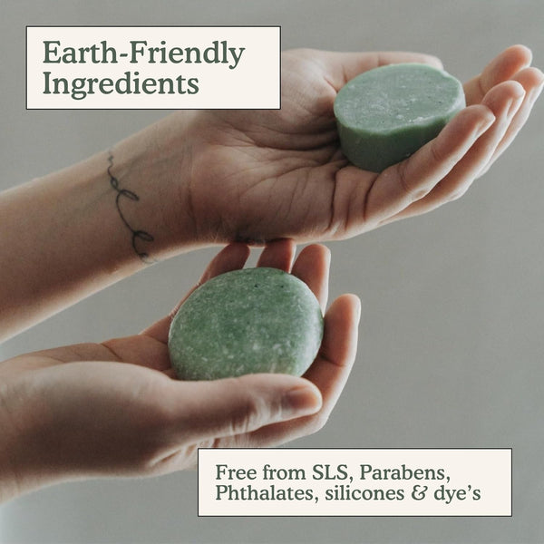 Shampoo & Conditioner Bar Set | Peppermint + Eucalyptus | with Travel Container and Cedar Tray | Natural Salon Quality Shampoo, Zero Waste &