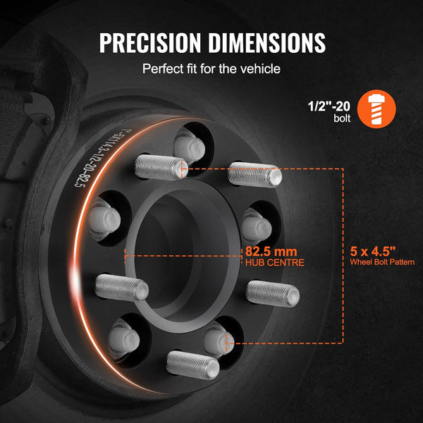 VEVOR Wheel Spacers, 1" Thick 5X4.5 Wheel Adapters, 5 Lug 5 X 114Mm Forged Spacers, 82.5 Mm Bore Hubcentric 1/2"-20 Studs, Fit for 1984-2013 Jeep