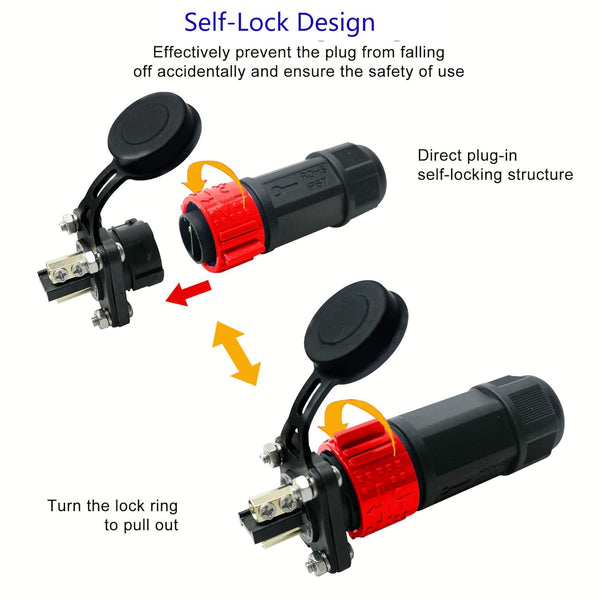 2 Pin 50Amp Trolling Motor Plug Receptacle Set, 12/24/36/48 Volt Marine Boat Power Waterproof IP67 Connector Trolling Boat Plug for Trolling