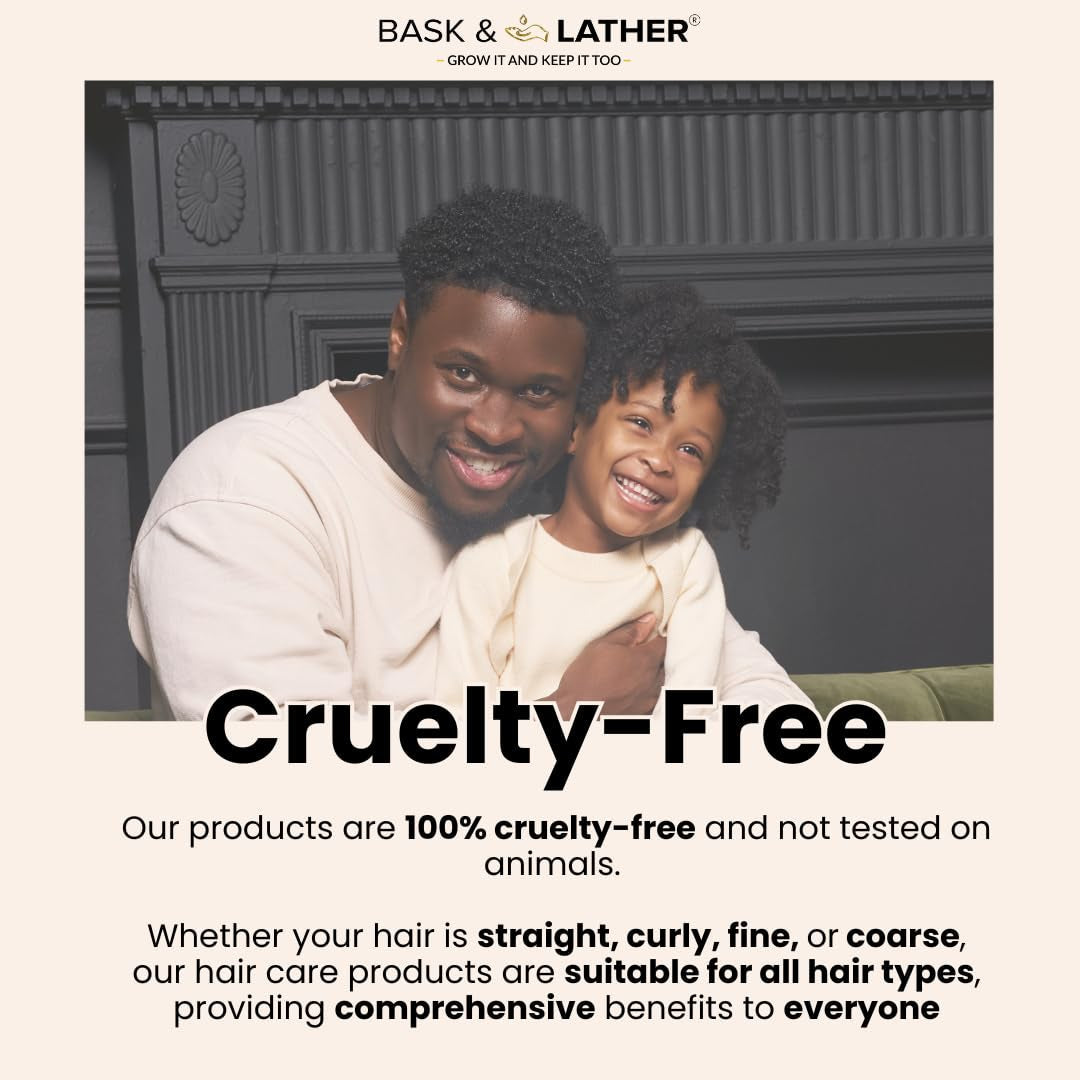 Bask & Lather Beard Growth Oil, Frizz Free Hair Oil for Men Beard Care with Vitamins & Natural Ingredients to Hydrate, Smooth & Soften for Shiny, Thicker Fuller Beard Hair and Texture, 4 Fl Oz