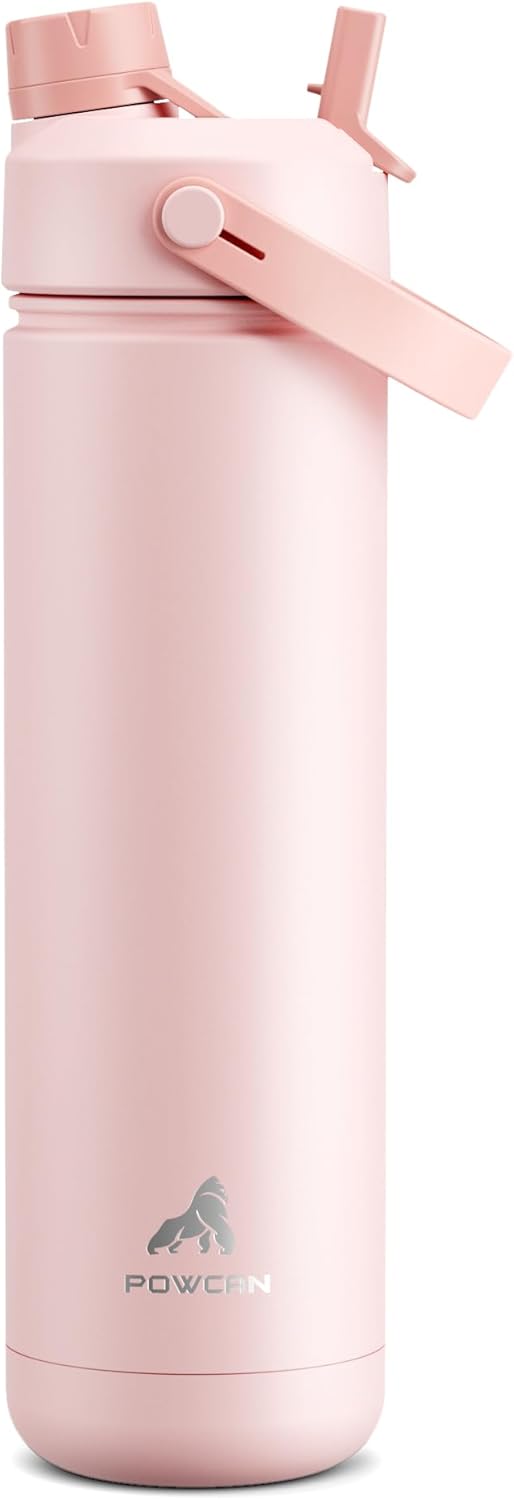 26 Oz Insulated Water Bottle with 2-In-1 Straw and Spout Lid, Keep Cold 24H, Leak-Proof, Fits in Car Cup Holder, Stainless Steel Water Bottle for