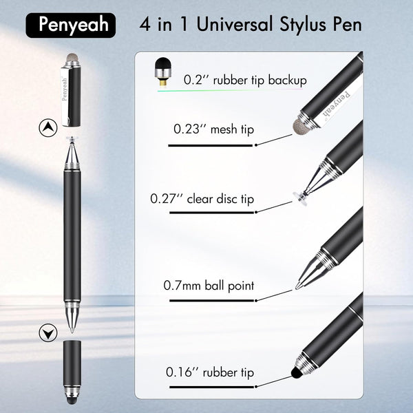 Penyeah Stylus Pen, 4 in 1 Disc Stylus Pens for Touch Screens, High Precision and Sensitivity Universal Capacitive Stylus, Stylist for