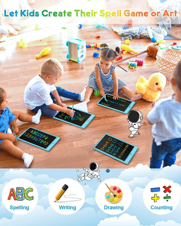 FLUESTON LCD Writing Tablet, Doodle Board Toys Gifts for 3-8 Year Old Girls Boys, 10 Inch Colorful Electronic Board Drawing Pad for Kids, Gifts