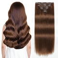Sisily Clip in Hair Extensions Real Human Hair, 16 Inch 140G, Chocolate Brown, 100% Brazilian Remy Human Hair Clip in Extensions Soft Straight