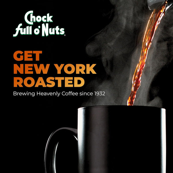 Chock Full OâNuts New York Roast, Dark Roast Ground Coffee â Gourmet Arabica Coffee Beans â Bold, Full-Bodied and Intense Coffee (30.5 Oz. Can)