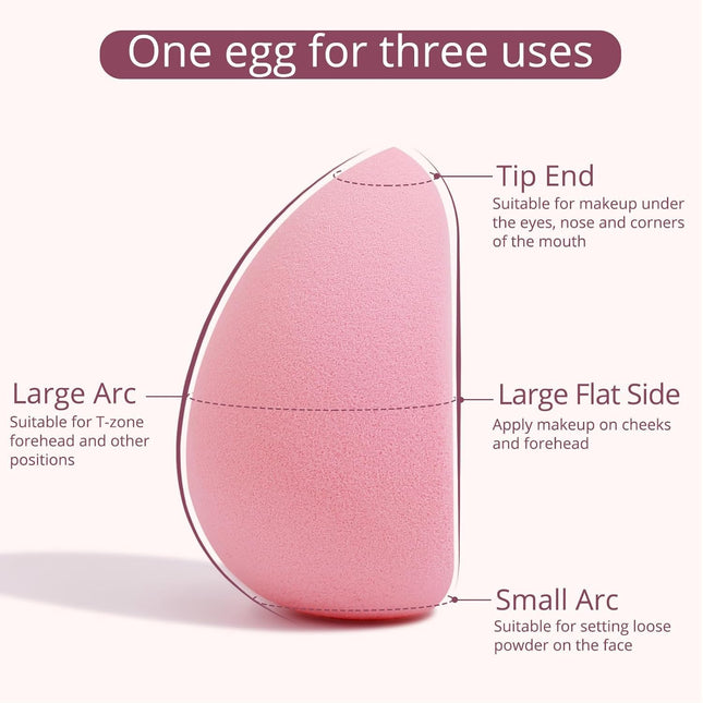 BEAKEY Flat Duo Patented Makeup Sponge Set of 2, Latex Free Pink Beauty Sponge for Foundation and Powder Application, So