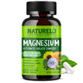 NATURELO Magnesium Glycinate Chelate Complex - 200 Mg Magnesium with Organic Vegetables to Support Sleep, Calm, Muscle Cramp & Stress Relief -