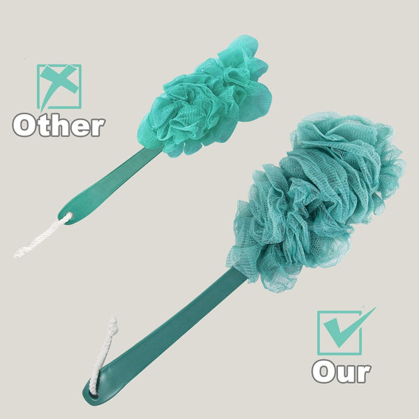 Back Scrubber for Shower, Qewro Loofah on a Stick as Shower Brush Exfoliating Body with Long Handle, Loofah Sponge Mens Loofah Bathing Accessories