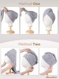 Hicober Microfiber Hair Towel, 3 Packs Hair Turbans for Wet Hair, Drying Hair Wrap Towels for Curly Hair Women anti Frizz (Grey,Blue,Grey)