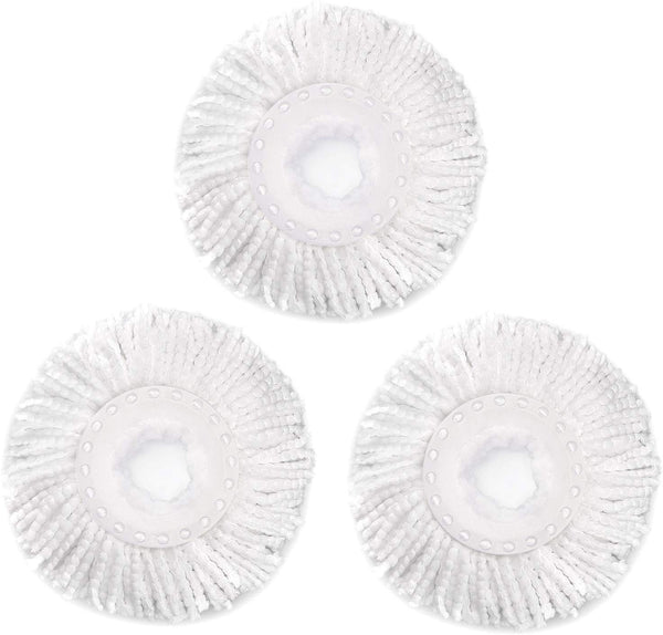 3 Pack Spin Mop Replacement Head for Hurrica, Mopnad, Cassabel and Other 360 Spin Mop Systems, Microfiber Spin Mop Refills (3Pc-White)