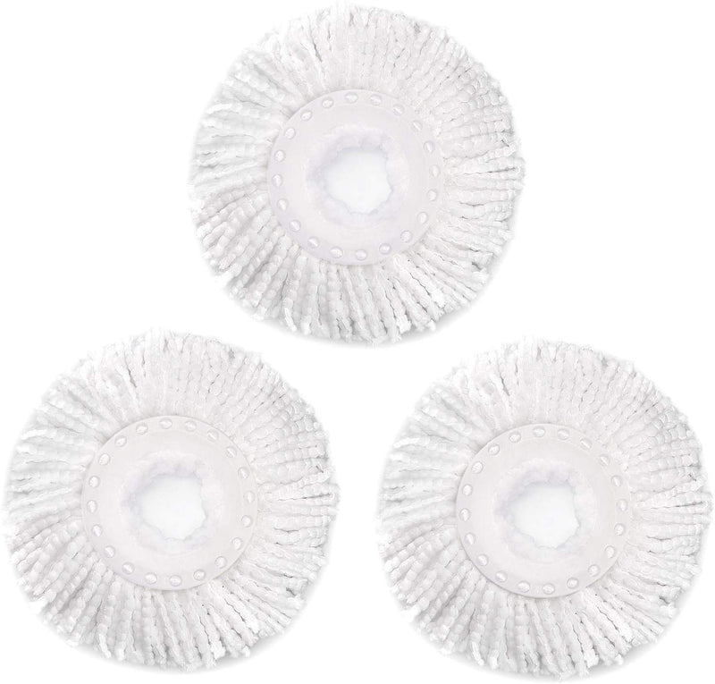 3 Pack Spin Mop Replacement Head for Hurrica, Mopnad, Cassabel and Other 360 Spin Mop Systems, Microfiber Spin Mop Refills (3Pc-White)