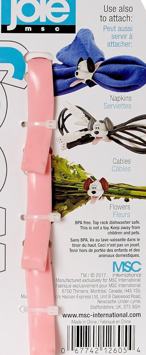 Joie Woof Multi-Use Reusable Kitchen Ties, Keep Food Bags Closed for Freshness, Organize Cords, Cute Cloth Napkin Ring, Set of 3, Dog-Themed