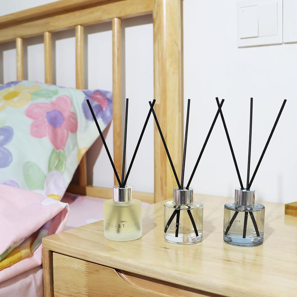 3 Pack Fragrance Reed Diffuser, 50ML Lavender Jasmine Lemongrass Aromatherapy Diffuser Set with 12 Black Fiber Sticks,Air Freshener for Bedroom