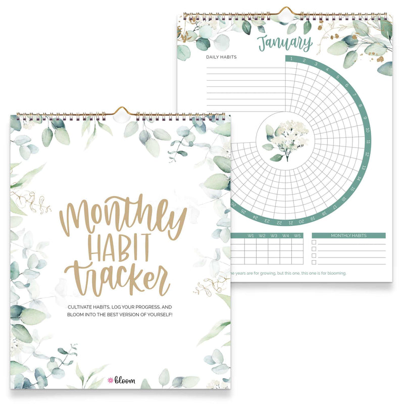 Bloom Daily Planners Hanging Habit Tracking Calendar â Undated 12 Month Inspirational Habit Tracker for Daily, Weekly & Monthly Goals (8â X 10â)